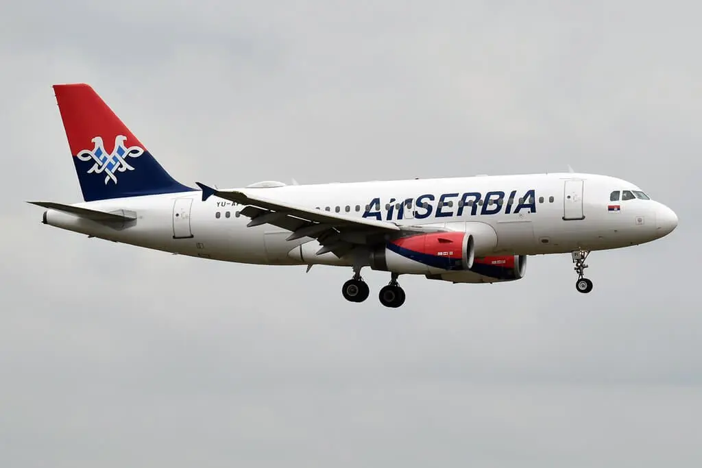 Air Serbia YU API Airbus A319 132 at London Heathrow Airport