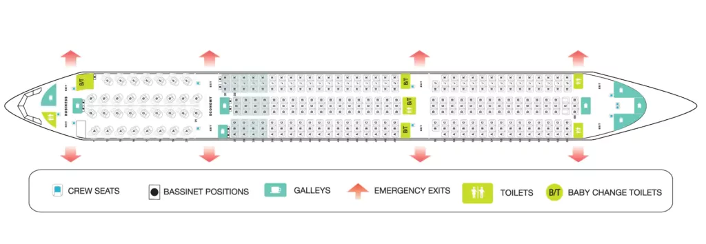 Fiji Airways Airbus A350 900 Seating Layout and Cabin Configuration