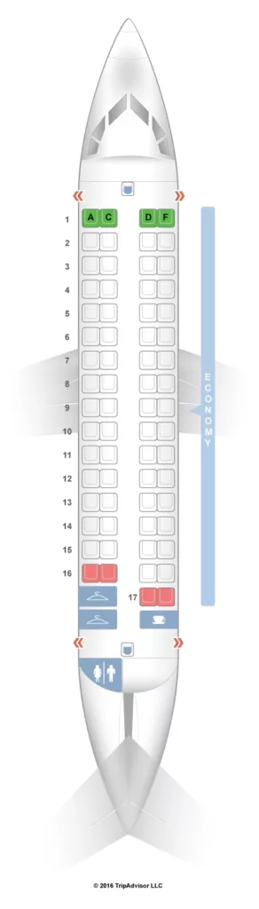 Seat Map and Seating Chart Air Serbia ATR 72 200