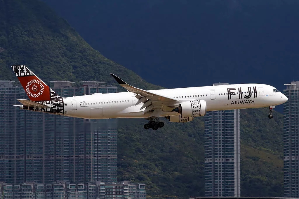 Fiji Airways DQ FAI Airbus A350 941 Island of Viti Levu at Hong Kong International Airport
