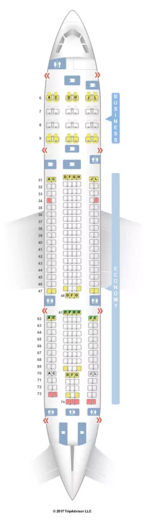 Seat Map and Seating Chart China Eastern Airbus A330 200 Config 264 Seats