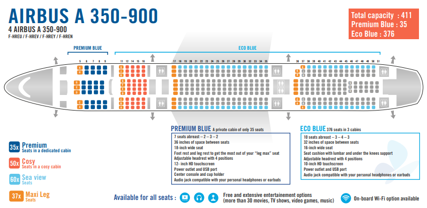 French bee Airbus A350 900 Seating Chart