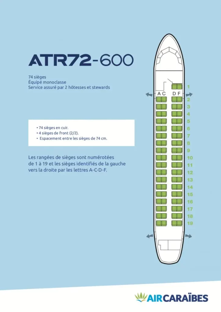 Air Caraibes ATR 72 600 Seating Plan and Interior Layout