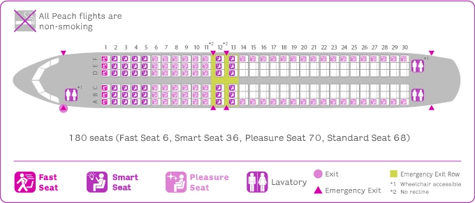 Seat Map and Seating Chart Peach Airbus A320 200