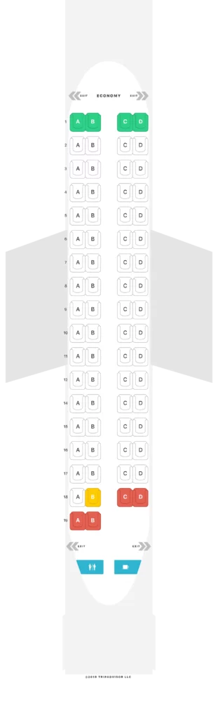 Seat Map and Seating Chart Air Corsica ATR 72