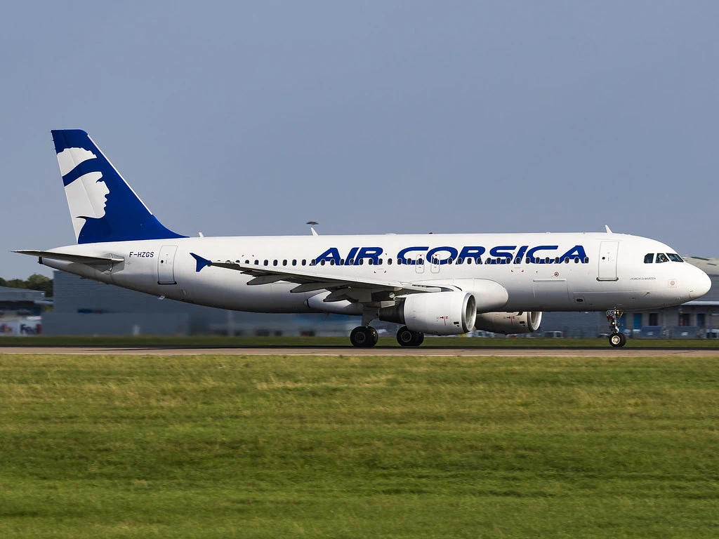 Air Corsica Airbus A320 214 F HZGS at London Stansted