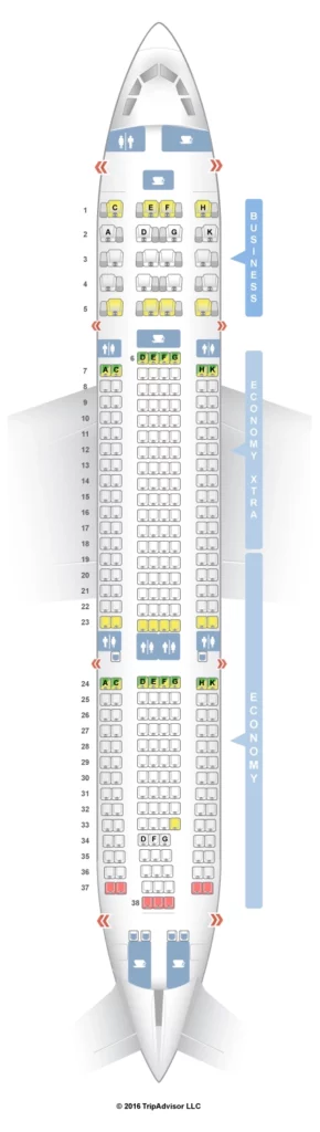 Seat Map and Seating Chart Azul Airbus A330 200