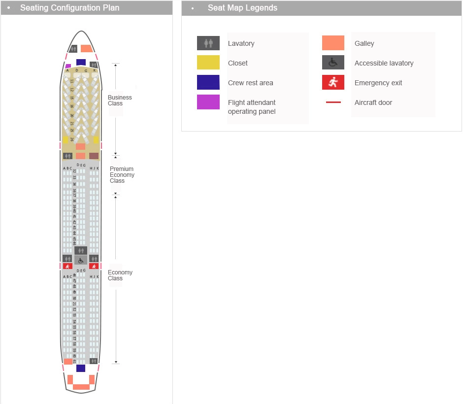 Seat Map and Seating Chart Hainan Airlines Boeing 787 9 Dreamliner reverse herringbone seat layout