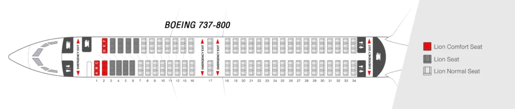 Lion Air Boeing 737 800 Cabin Seating Layout