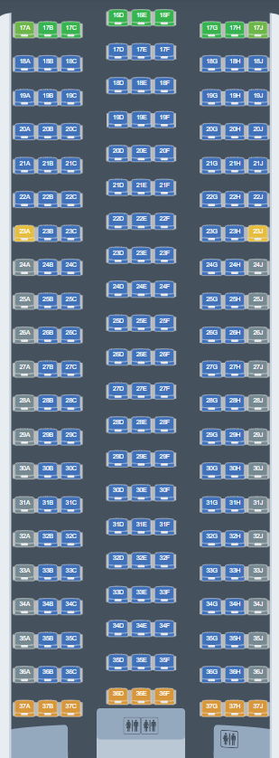 Middle Cabin Seatmap and Seating Chart Cebu Pacific Airbus A330 900neo
