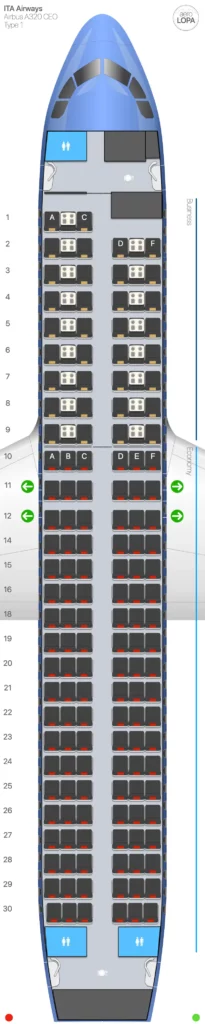 Seat Map and Seating Chart ITA Airways Airbus A320 200 Type 1